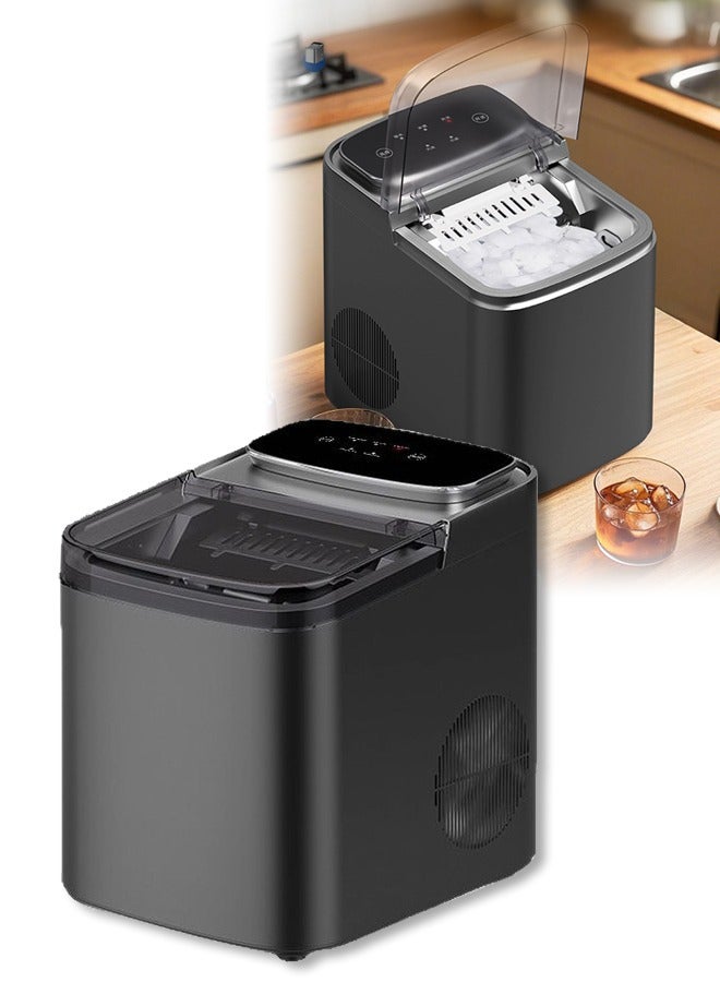 DUNISO Ice Maker, Ice Cube Machine,Water 1.2L 15kg, 9 Cubes Ready in 6-8 Mins,2 Different Sizes of Bullet Ice for Home Large Size and Small Size,Kitchen, Office, Party(Black) - Image 1